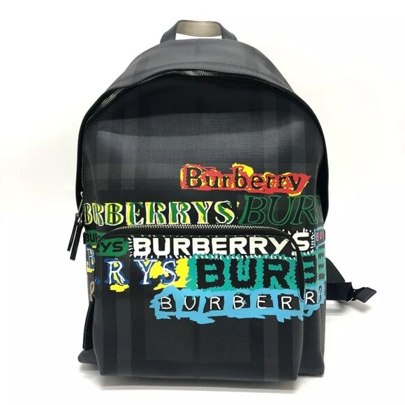 BURBERRY graphic Check Backpack Backpack PVC gray/Multicolore - Picture 1 of 15